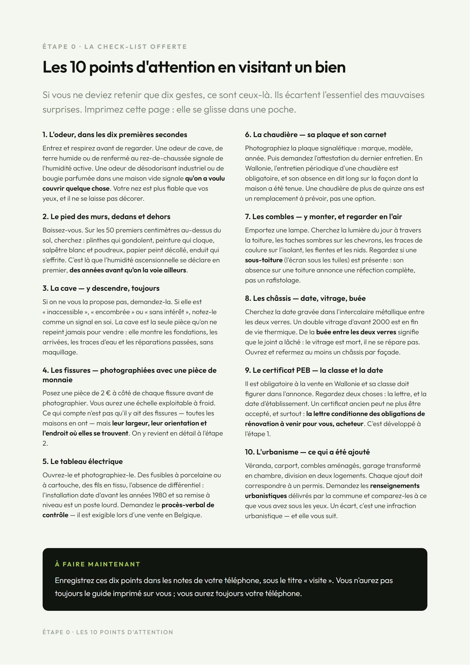 Page « Les 10 points d'attention » du guide