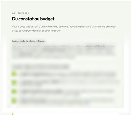 Du constat au budget